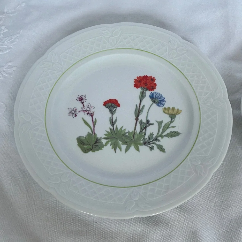 2 Louis Lourioux Plates France French Country Wildflower Cottage Shabby Chic